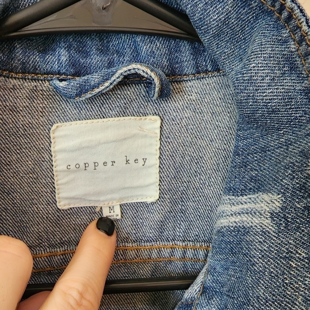 Distressed Jean Jacket Copper Key - Picture 3 of 5
